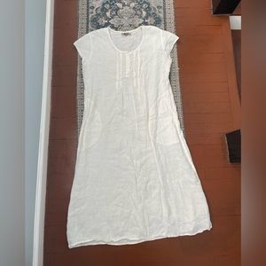 FLAX White linen dress with pockets size large